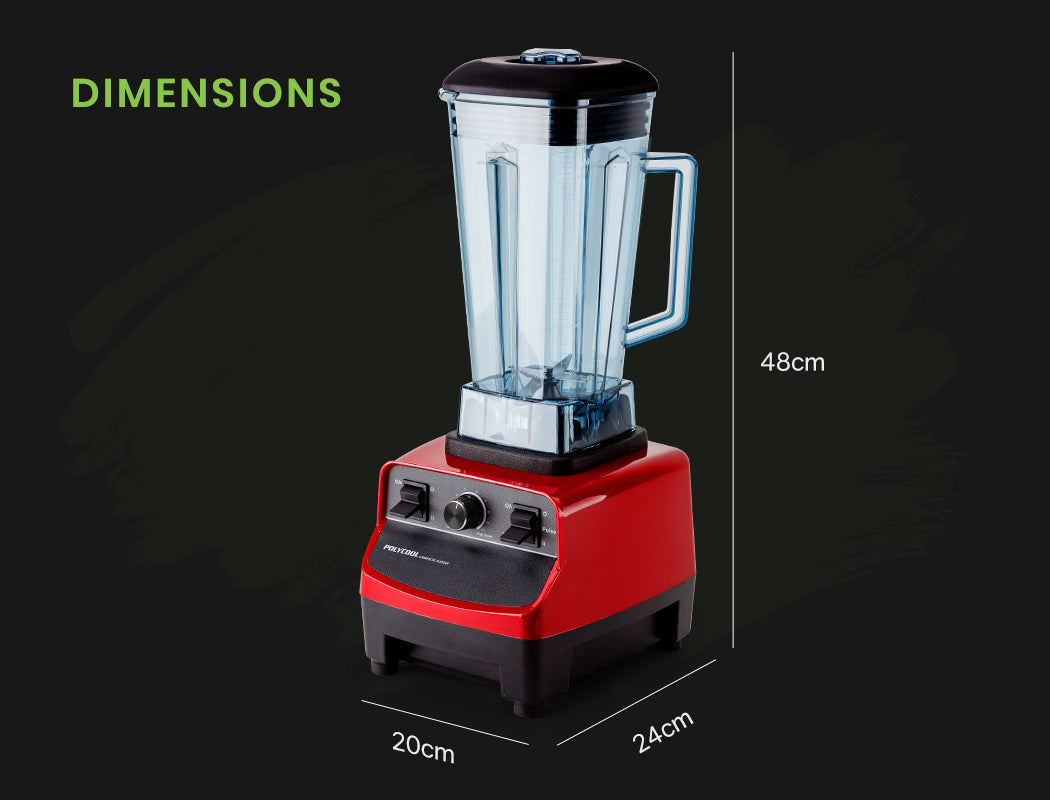POLYCOOL 2L Commercial Blender Mixer Food Processor Smoothie Ice Crush Red Fruit Polycool