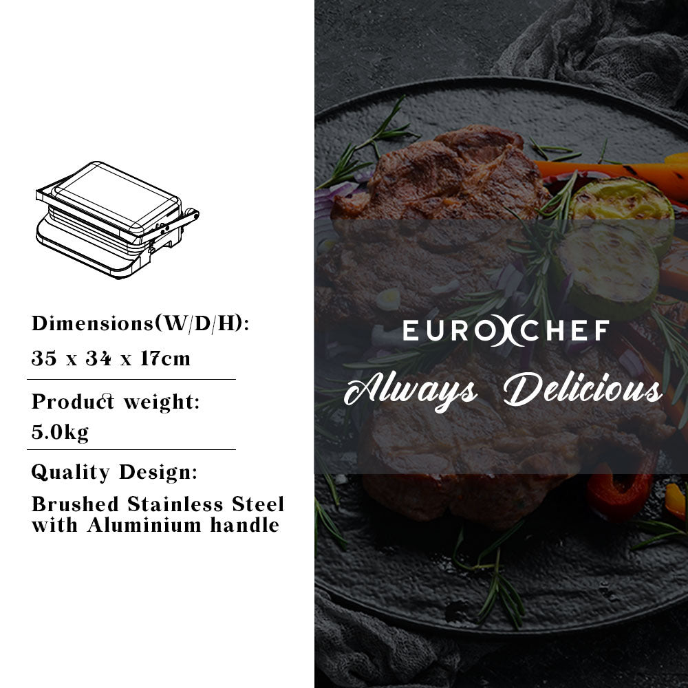 EUROCHEF EUC-CG7 Smart Multi Contact Grill Sandwich Panini Press Maker Fast Cafe Style EuroChef
