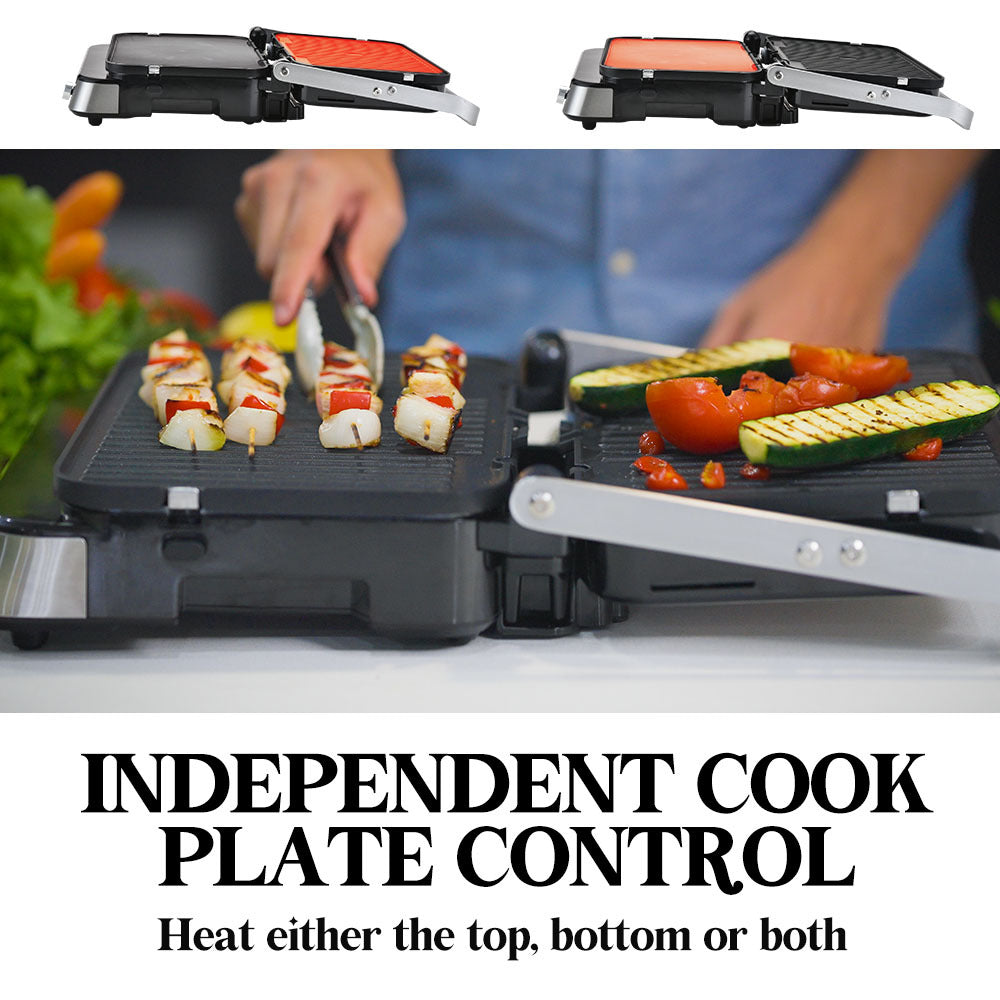 EUROCHEF Smart Multi Contact Grill Sandwich Press Panini Waffle Maker Griddle Stainless Steel EuroChef