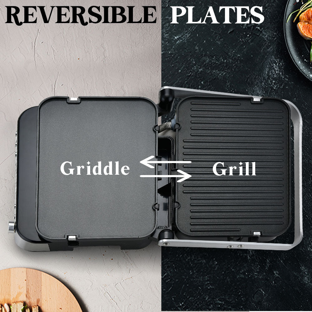 EUROCHEF Smart Multi Contact Grill Sandwich Press Panini Waffle Maker Griddle Stainless Steel EuroChef