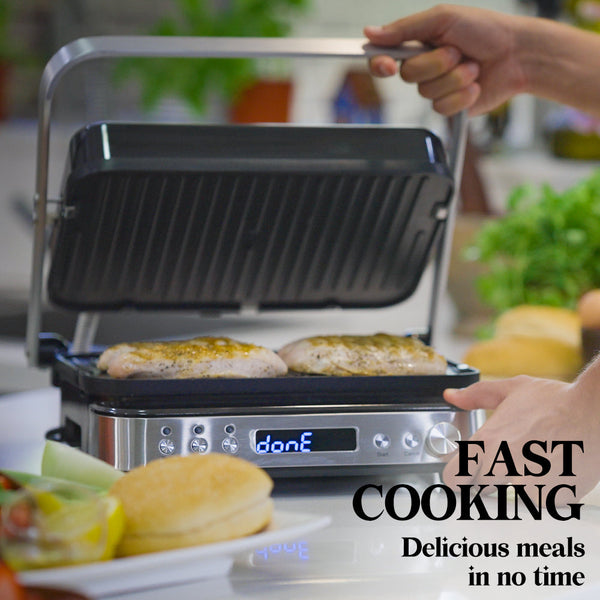 EUROCHEF Smart Multi Contact Grill Sandwich Press Panini Waffle Maker Griddle Stainless Steel EuroChef