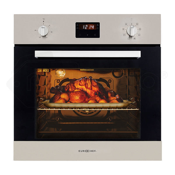 EuroChef 60cm Stainless Electric Wall Oven 8 Function Built-in Fan Forced Grill Touch Control EuroChef