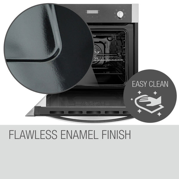 EuroChef 60cm Stainless Built-in 70L Grill 8 Function Fan Forced Electric Wall Oven EuroChef