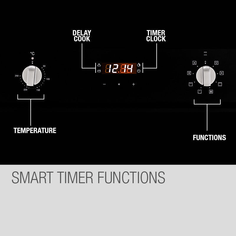 EuroChef 60cm Stainless Built-in 70L Grill 8 Function Fan Forced Electric Wall Oven EuroChef
