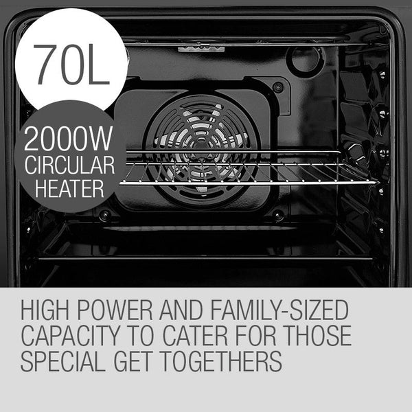 EuroChef 60cm Stainless Built-in 70L Grill 8 Function Fan Forced Electric Wall Oven EuroChef