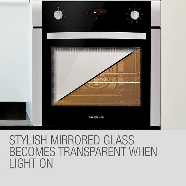 EuroChef 60cm Stainless Built-in 70L Grill 8 Function Fan Forced Electric Wall Oven EuroChef