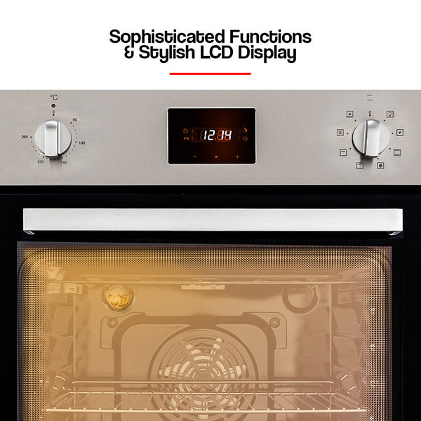 EuroChef 80L Oven Fan Forced Wall Built in Electric Stainless Steel EuroChef