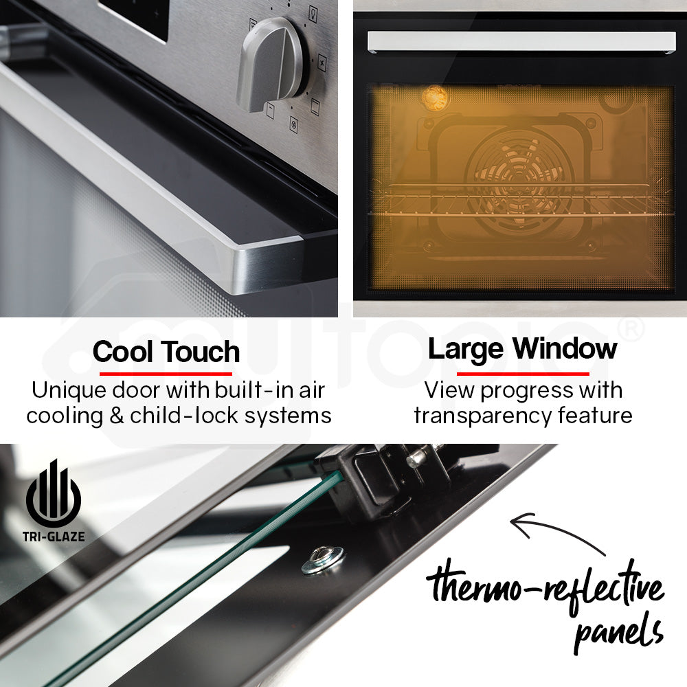 EuroChef 80L Oven Fan Forced Wall Built in Electric Stainless Steel EuroChef