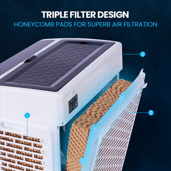 POLYCOOL 35L 220W Portable Evaporative Air Cooler 24 Hour Timer 4 in 1 Cooling Fan w/ Remote Polycool