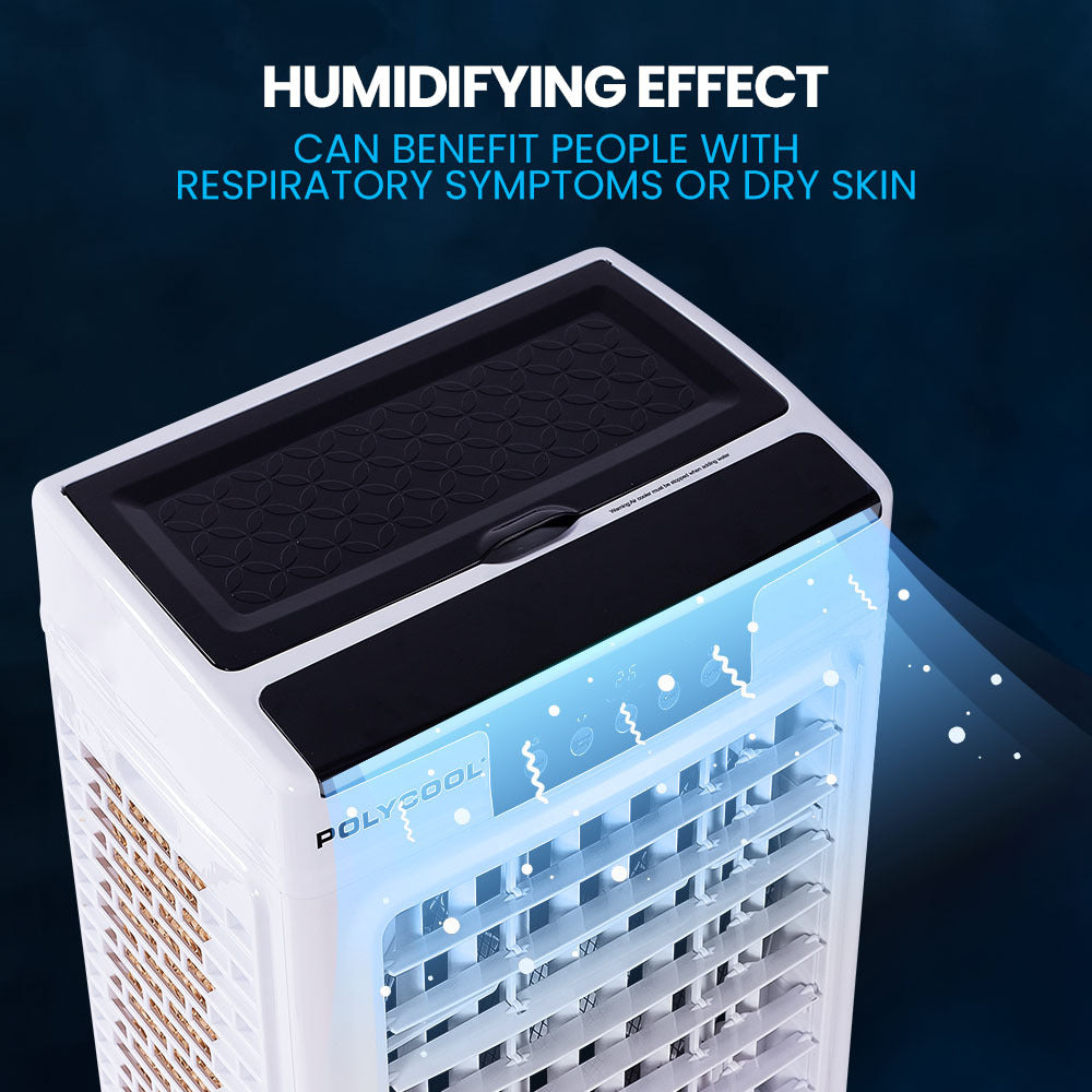 POLYCOOL 35L 220W Portable Evaporative Air Cooler 24 Hour Timer 4 in 1 Cooling Fan w/ Remote Polycool