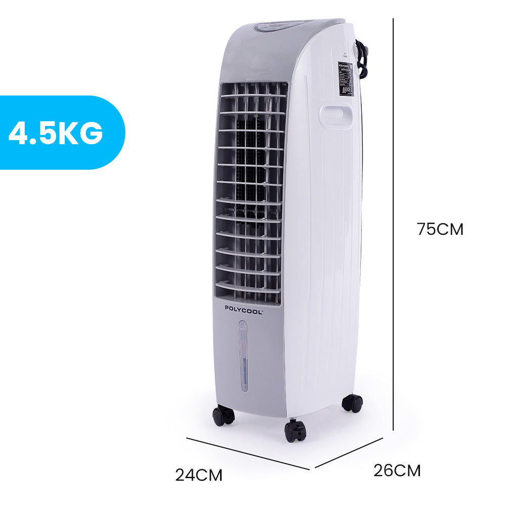 POLYCOOL 6L Portable Evaporative Air Cooler 24 Hour Timer 4 in 1 Cooling Fan Polycool