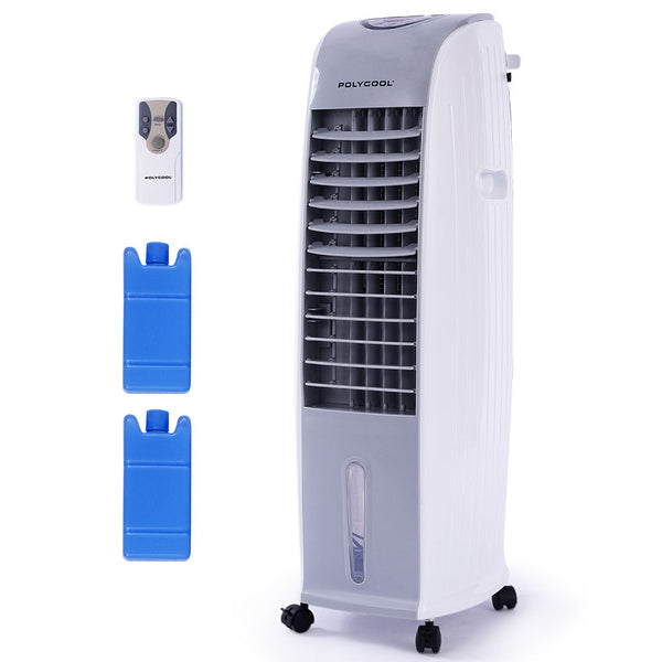 POLYCOOL 8L Portable Evaporative Air Cooler 24 Hour Timer 4 in 1 Cooling Fan, Grey and White Polycool