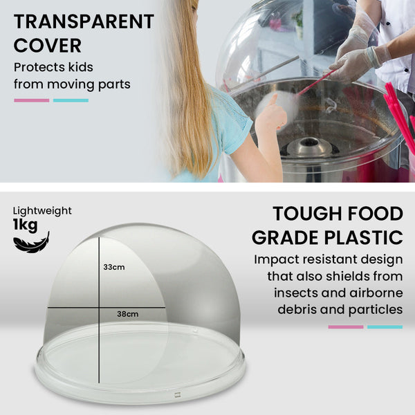 EUROCHEF 1000W Commercial Cotton Candy Machine Fairy Floss Maker with Transparent Shield EuroChef