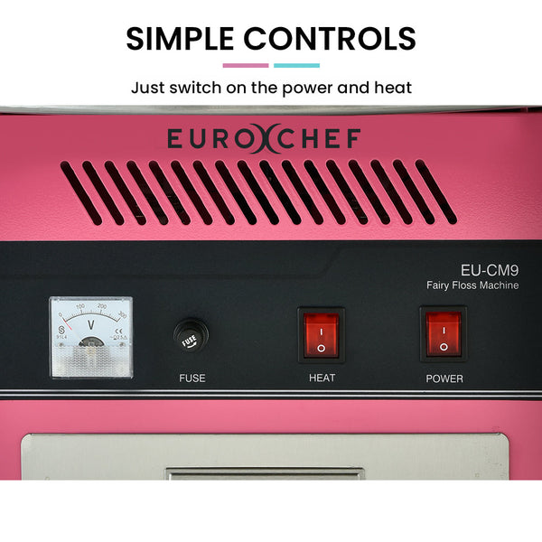EUROCHEF 1000W Commercial Cotton Candy Machine Fairy Floss Maker with Transparent Shield EuroChef