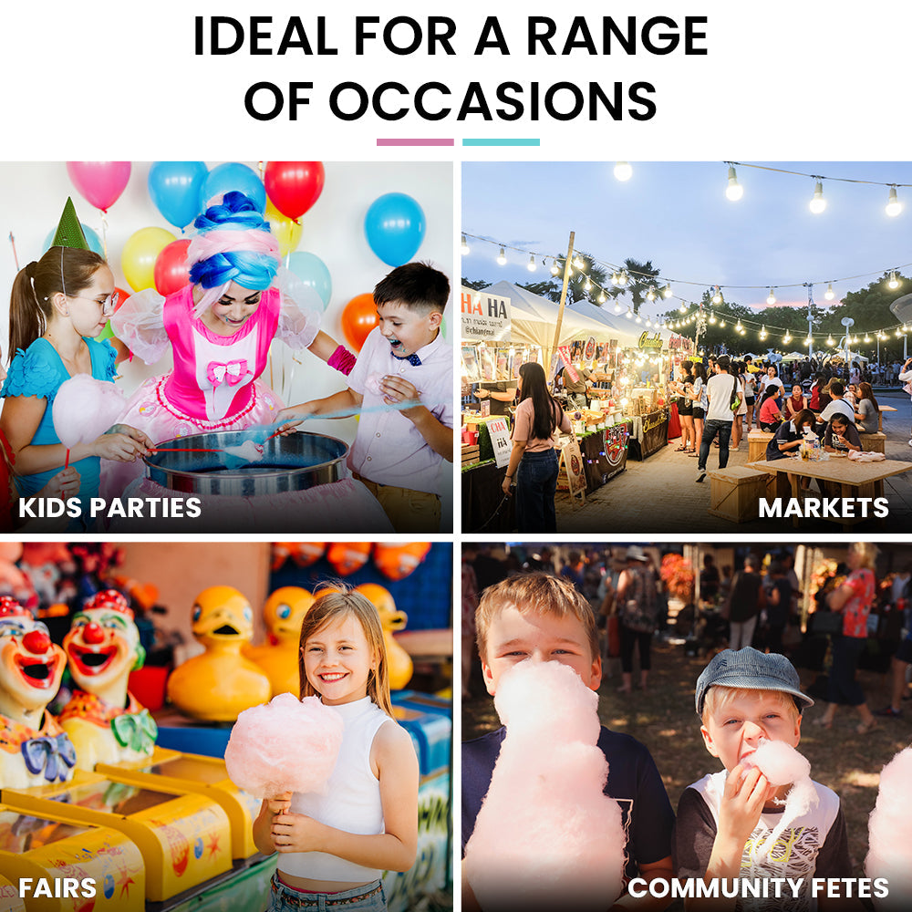 EUROCHEF 1000W Commercial Cotton Candy Machine Fairy Floss Maker with Transparent Shield EuroChef