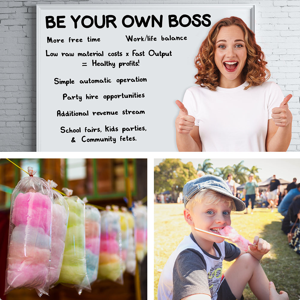 EUROCHEF 1000W Commercial Cotton Candy Machine Fairy Floss Maker with Transparent Shield EuroChef