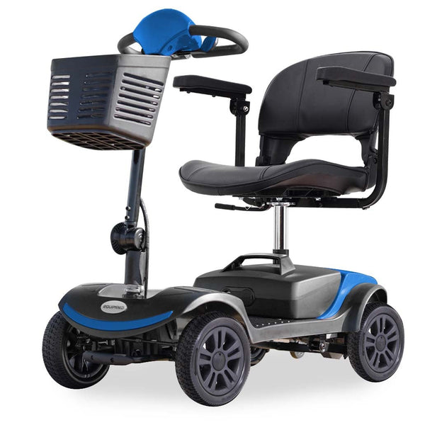 EQUIPMED Electric Mobility Scooter Portable Folding for Elderly Older Adult, SmartRider Black & Blue EQUIPMED