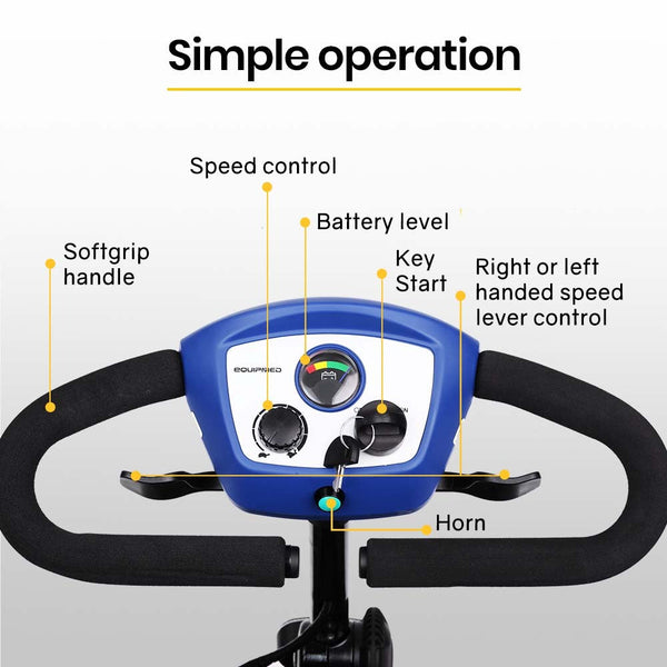 EQUIPMED Electric Mobility Scooter Portable Folding for Elderly Older Adult, SmartRider Black & Blue EQUIPMED