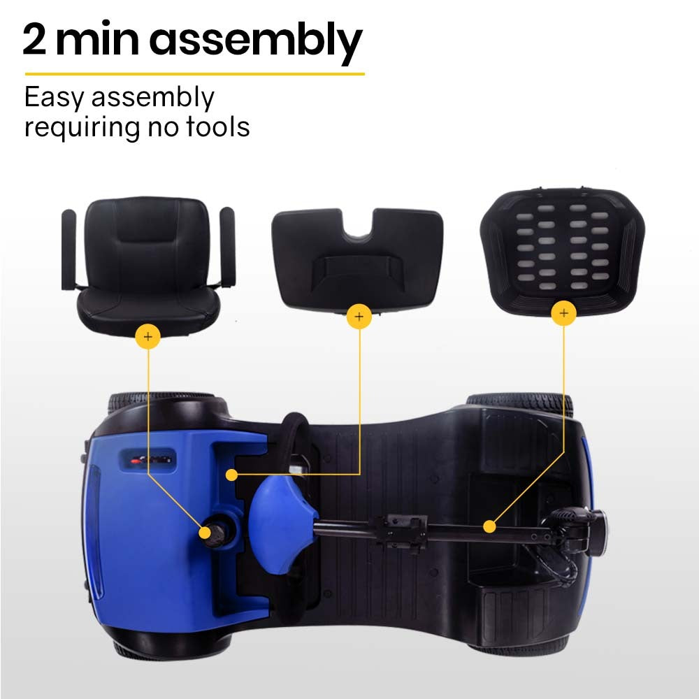 EQUIPMED Electric Mobility Scooter Portable Folding for Elderly Older Adult, SmartRider Black & Blue EQUIPMED