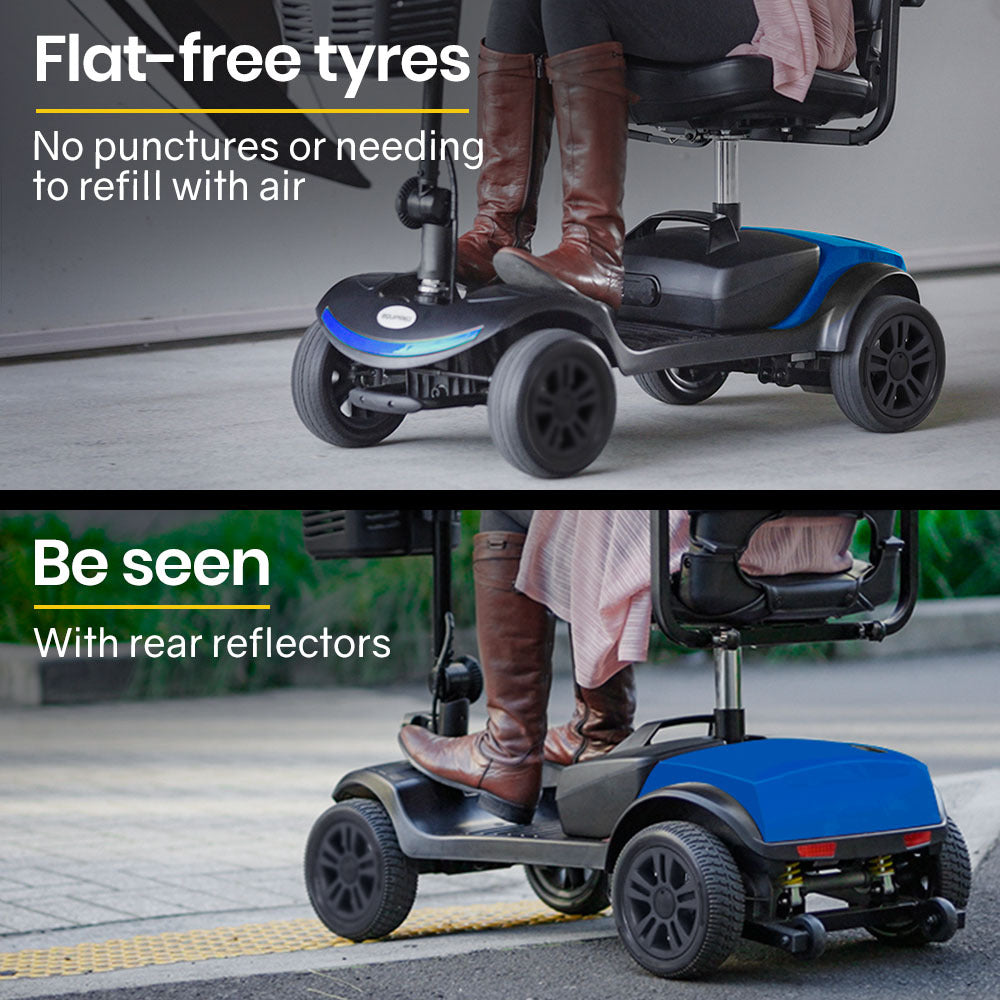 EQUIPMED Electric Mobility Scooter Portable Folding for Elderly Older Adult, SmartRider Black & Blue EQUIPMED