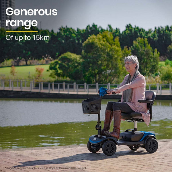 EQUIPMED Electric Mobility Scooter Portable Folding for Elderly Older Adult, SmartRider Black & Blue EQUIPMED