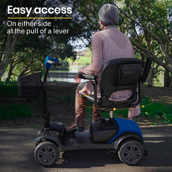 EQUIPMED Electric Mobility Scooter Portable Folding for Elderly Older Adult, SmartRider Black & Blue EQUIPMED