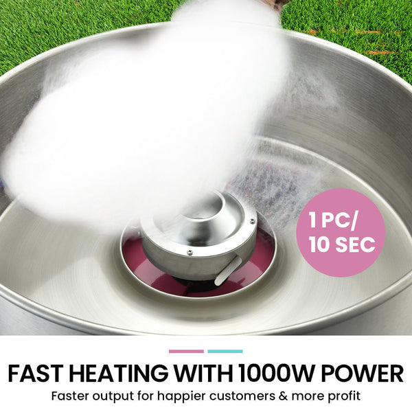 EUROCHEF 1000W Commercial Cotton Candy Machine Fairy Floss Maker EuroChef