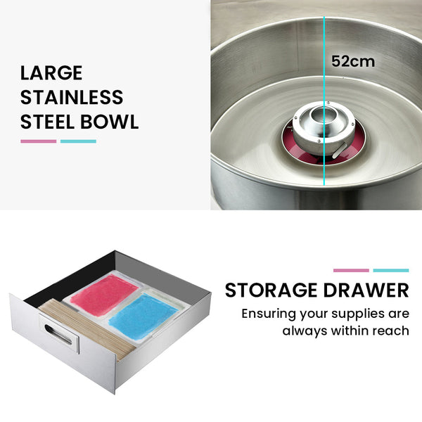 EUROCHEF 1000W Commercial Cotton Candy Machine Fairy Floss Maker EuroChef