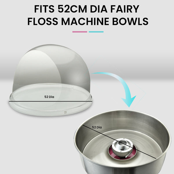 EUROCHEF Commercial Fairy Floss Cotton Candy Maker Machine Bubble Cover 52cm EuroChef