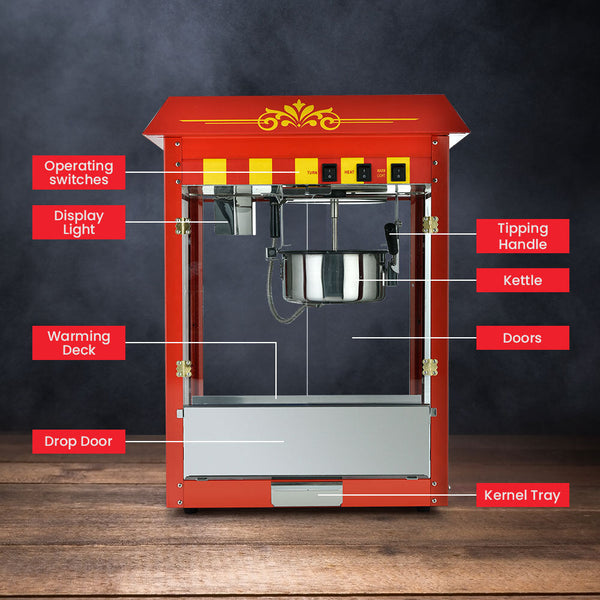 EUROCHEF Commercial Electric Popcorn Maker Machine Pop Corn Popper Cooker EuroChef