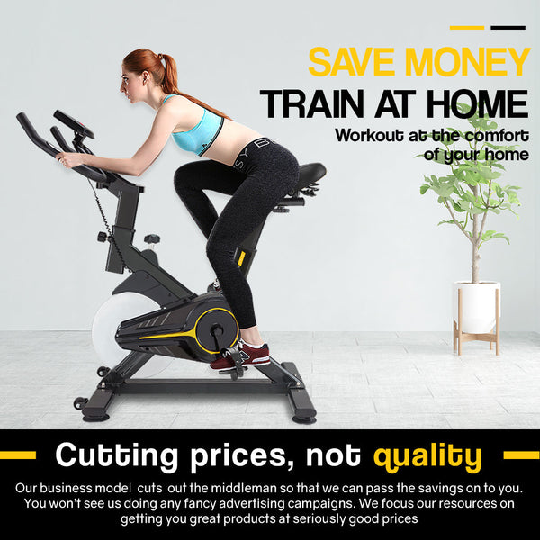 PROFLEX Commercial Spin Bike Flywheel Exercise Fitness Home Gym Yellow PROFLEX