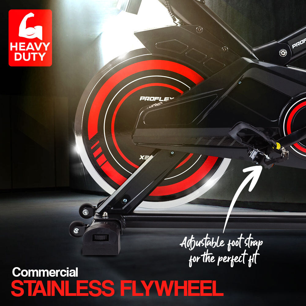 PROFLEX Commercial Spin Bike Flywheel Exercise Home Workout Gym - Red PROFLEX