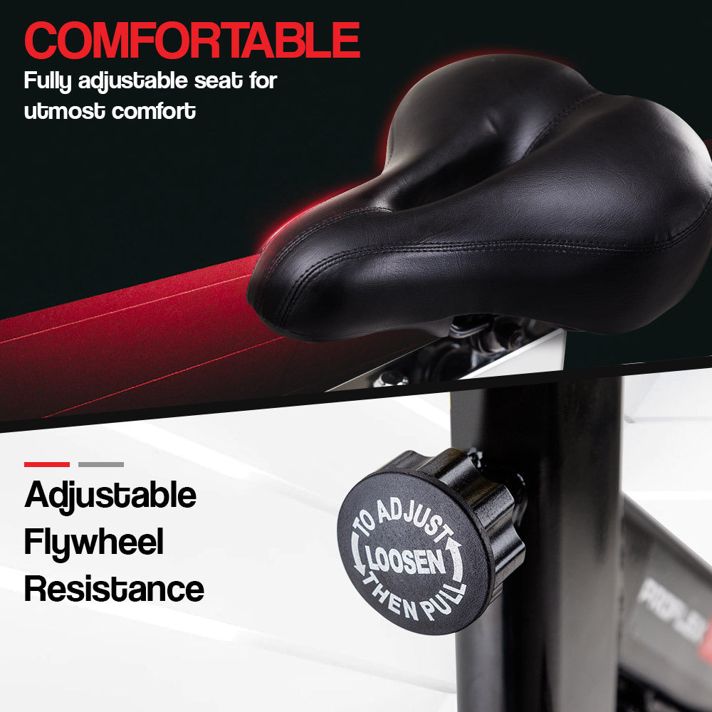 PROFLEX Commercial Spin Bike Flywheel Exercise Home Workout Gym - Red PROFLEX