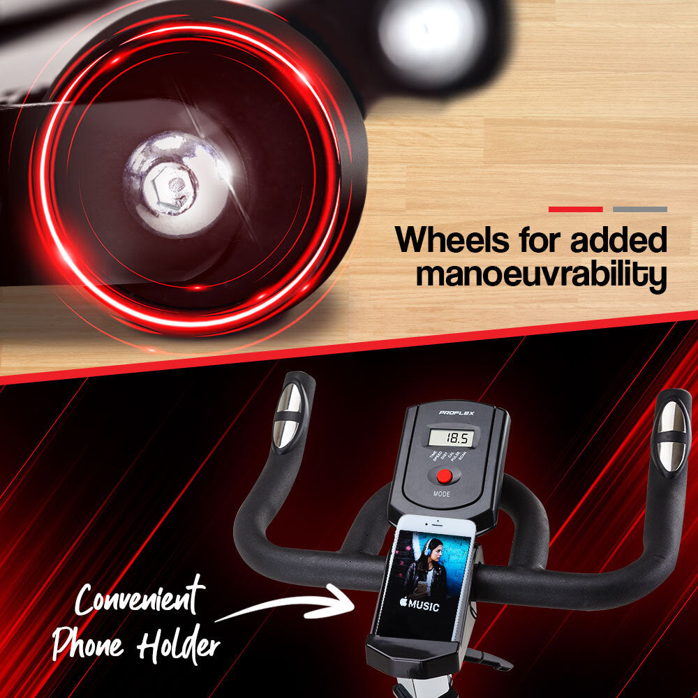 PROFLEX Commercial Spin Bike Flywheel Exercise Home Workout Gym - Red PROFLEX
