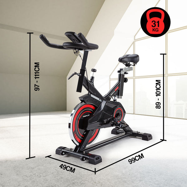 PROFLEX Commercial Spin Bike Flywheel Exercise Home Workout Gym - Red PROFLEX