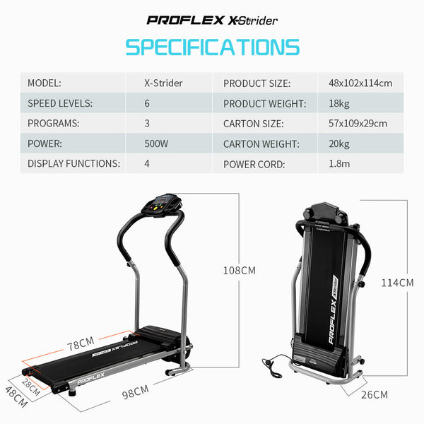 PROFLEX Mini Walking Electric Treadmill Compact Exercise Machine Fitness Equipment Does not apply