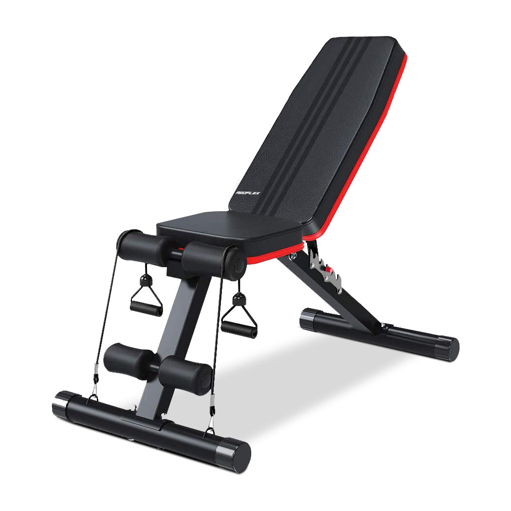 PROFLEX Weight Bench Workout Gym Press Adjustable Lifting Fitness Folding Bands PROFLEX