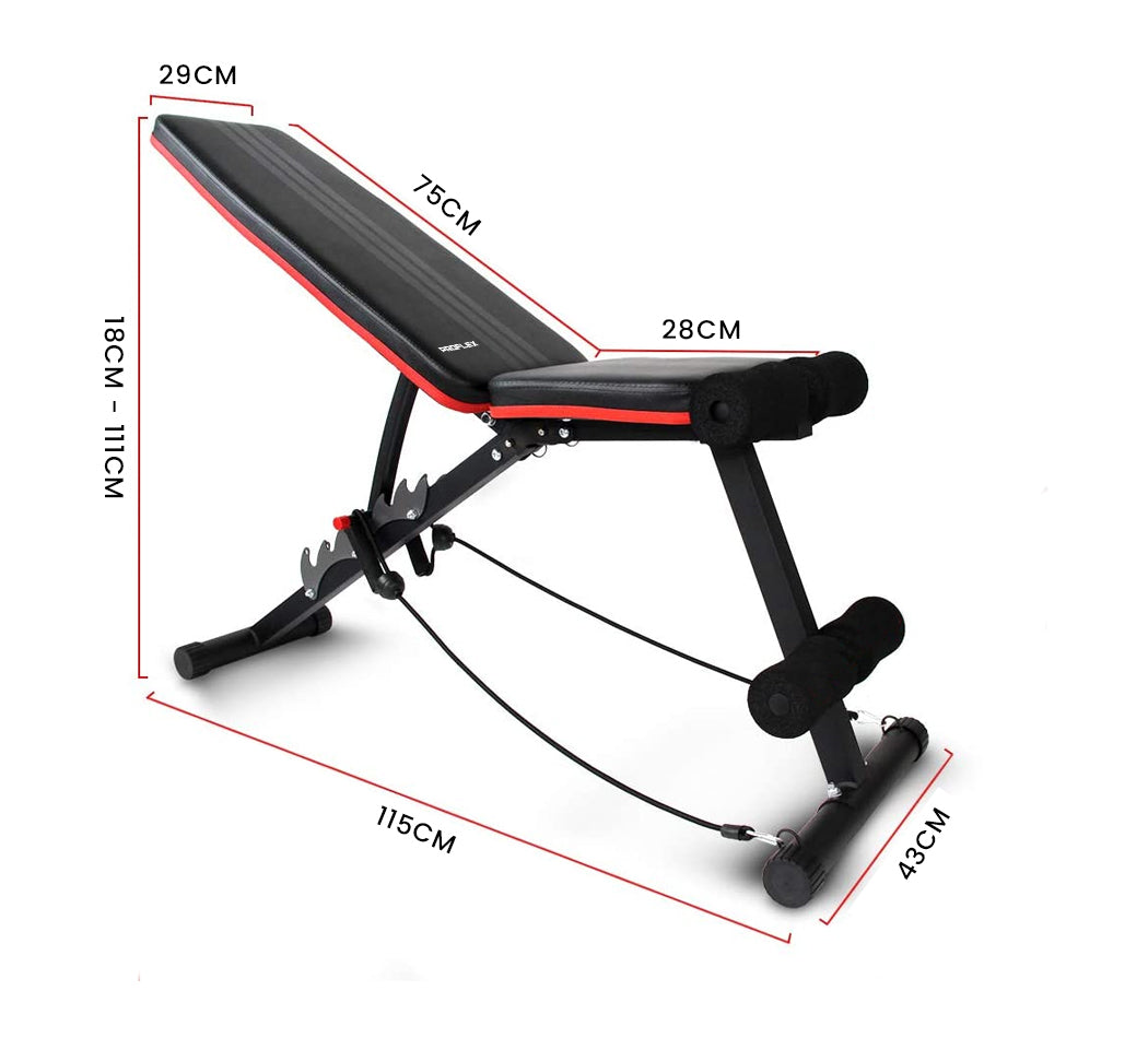 PROFLEX Weight Bench Workout Gym Press Adjustable Lifting Fitness Folding Bands PROFLEX