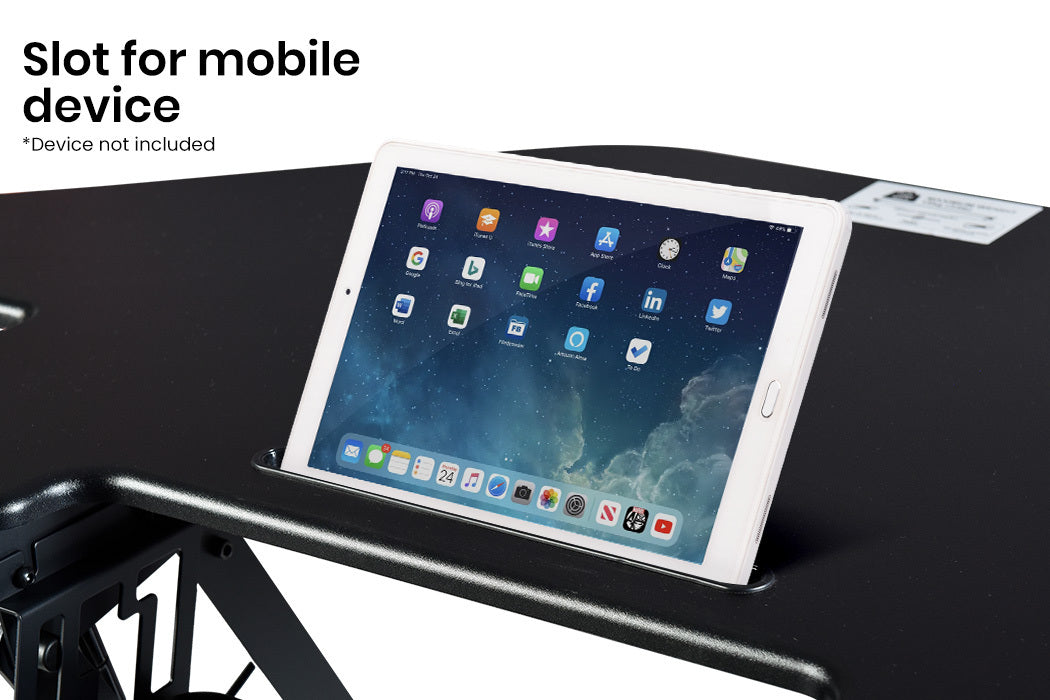 FORTIA Desk Riser Monitor Standing Stand For Corner Desk Adjustable Black Fortia