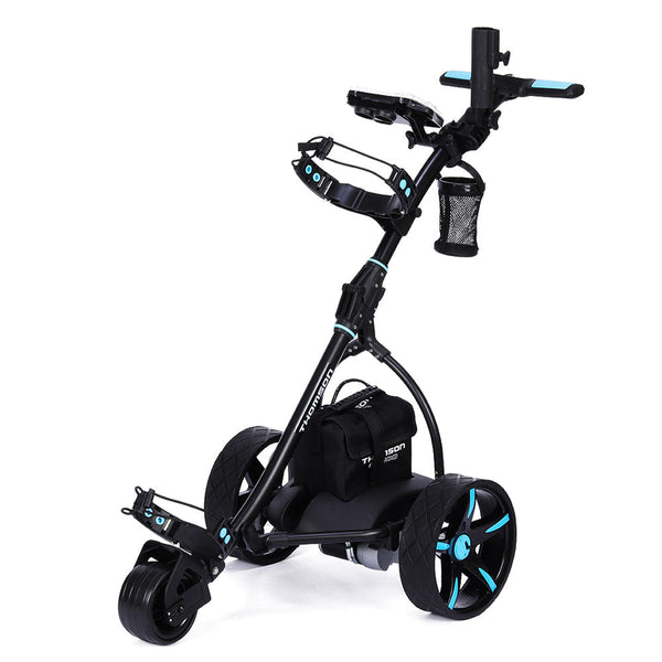 THOMSON Golf Buggy Electric Trolley Automatic Motorised Foldable Cart LED Black Thomson