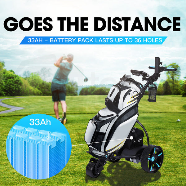 THOMSON Golf Buggy Electric Trolley Automatic Motorised Foldable Cart LED Black Thomson