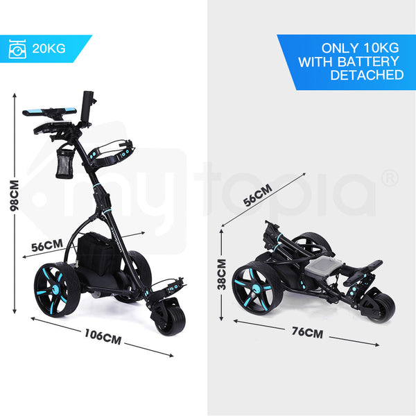 THOMSON Golf Buggy Electric Trolley Automatic Motorised Foldable Cart LED Black Thomson