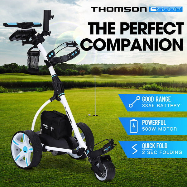THOMSON Golf Buggy Electric Trolley Automatic Motorised Foldable Cart Powered Thomson