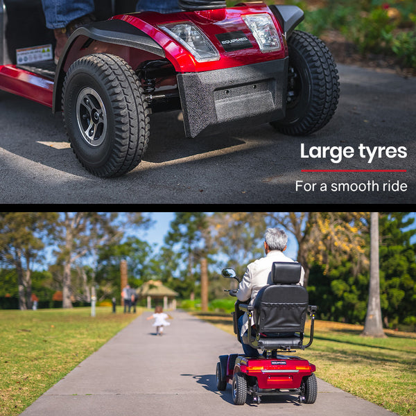 EQUIPMED VentureCruise Mobility Scooter, 30km Max Range, 180kg capacity, Red EQUIPMED
