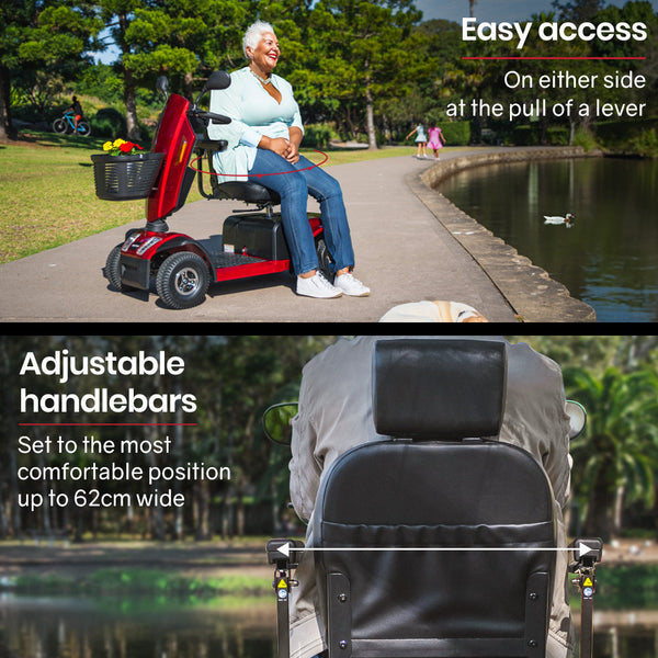 EQUIPMED VentureCruise Mobility Scooter, 30km Max Range, 180kg capacity, Red EQUIPMED