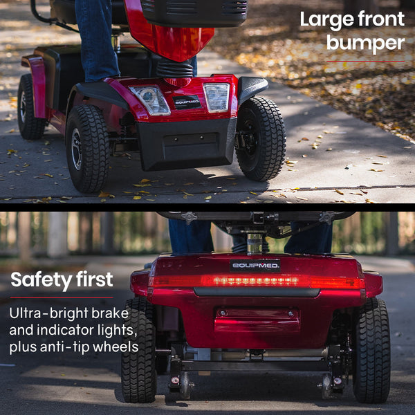 EQUIPMED VentureCruise Mobility Scooter, 30km Max Range, 180kg capacity, Red EQUIPMED