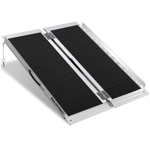 EQUIPMED 91cm Portable Folding Aluminium Access Ramp, 272kg Rated, Black Ultra-Grip, for Wheelchair, Mobility Scooter EQUIPMED