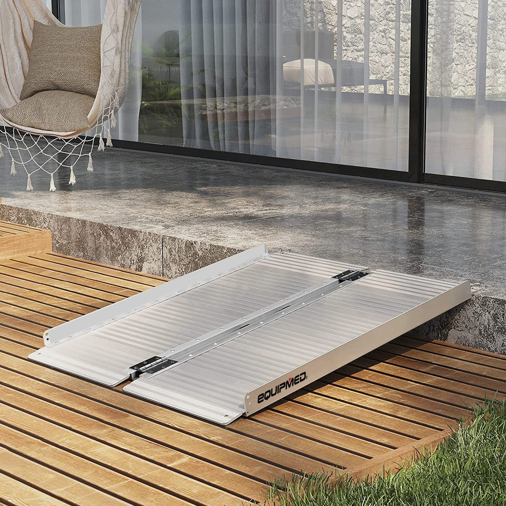EQUIPMED 91cm Portable Folding Aluminium Access Ramp, 272kg Rated, for Wheelchair, Mobility Scooter, Rollator EQUIPMED