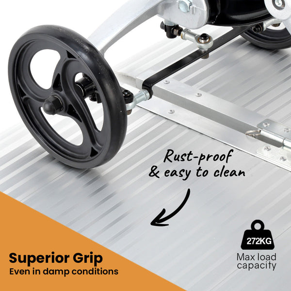 EQUIPMED 152cm Portable Folding Aluminium Access Ramp, 272kg Rated, for Wheelchair, Mobility Scooter, Rollator EQUIPMED