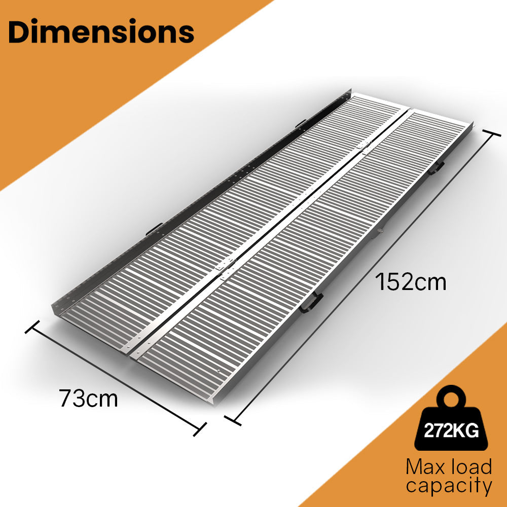 EQUIPMED 152cm Portable Folding Aluminium Access Ramp, 272kg Rated, for Wheelchair, Mobility Scooter, Rollator EQUIPMED